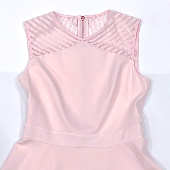Ted Baker Eleese Mesh Detail Skater Baby Pink Dress - Picture 2 of 10